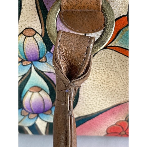 Anna by Anuschka Stained Glass Butterfly Hand-Painted Leather Large Satchel - Picture 12 of 13